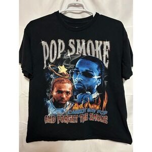 Pop‎ Smoke Graphic T-Shirt Mens 1X Black Rap Tee Cannot Say Pop Forget The Smoke